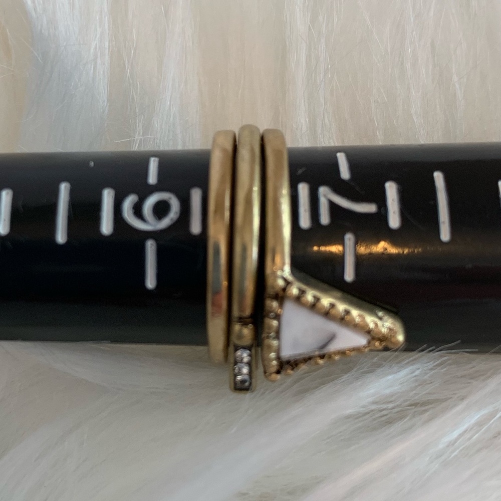 NWT Geometric Marble Brass Ring Trio – Size 6.5 - Picture 11 of 11